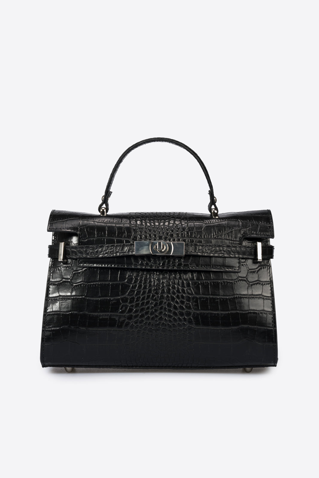 LEA Leather Top Handle Bag - Black