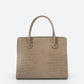CASSANDRA Leather Top Handle Bag - Taupe