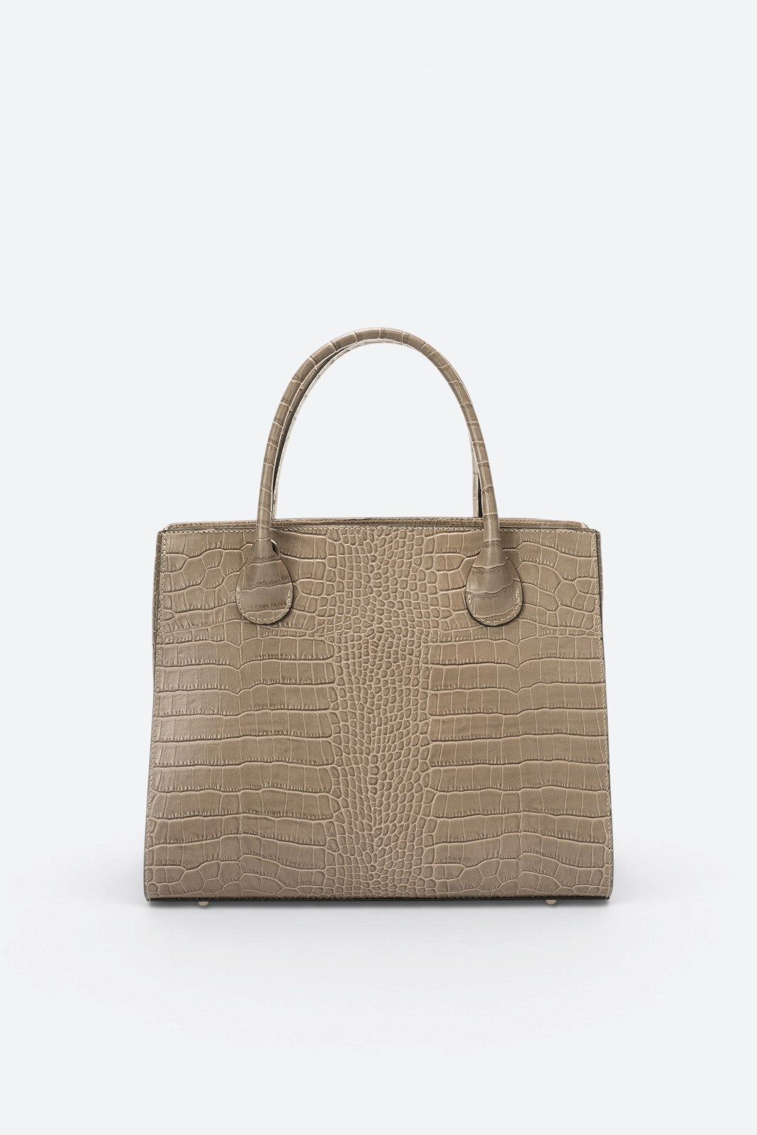 CASSANDRA Leather Top Handle Bag - Taupe