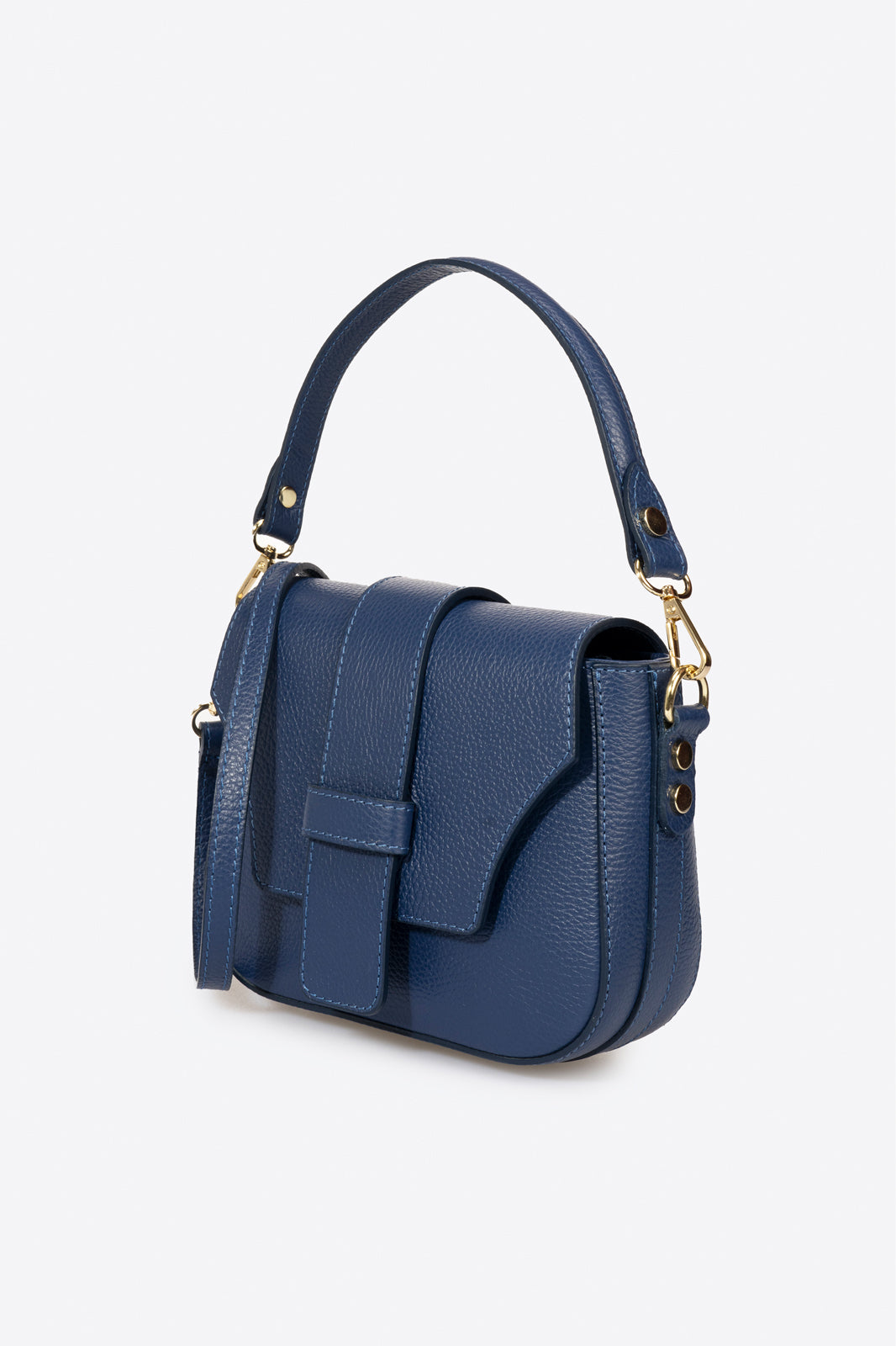 Leather Top Handle Bag 4019 - Blue