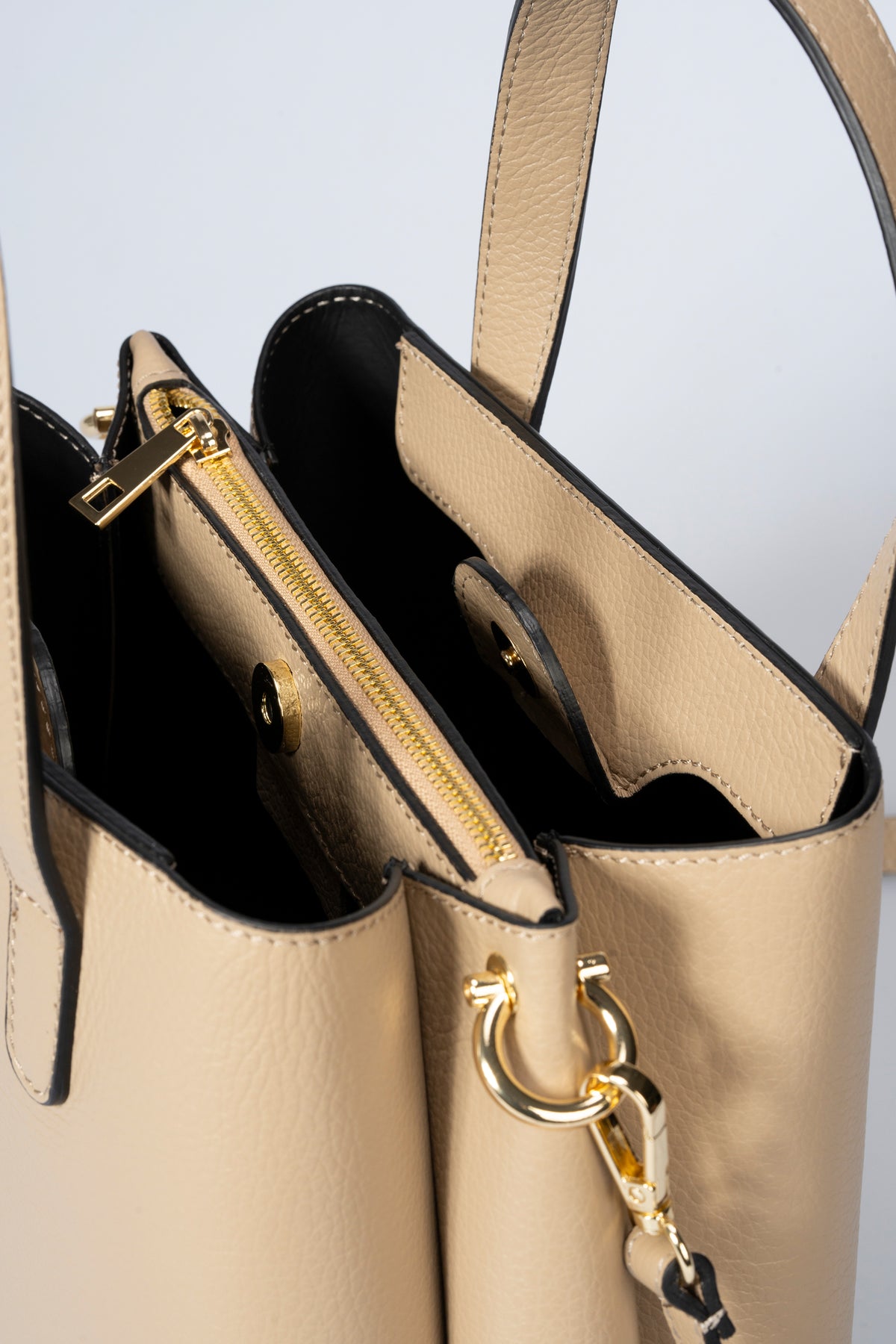 EMILY Leather Top Handle Bag - Taupe