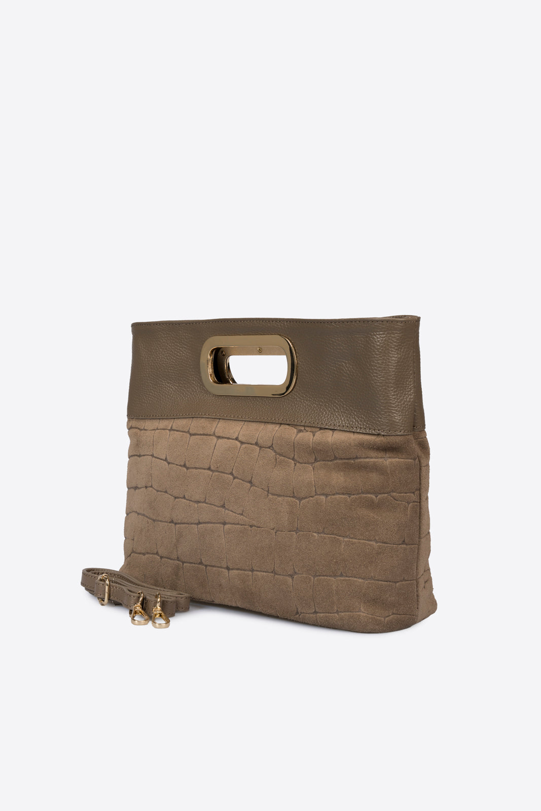 ROSALBA Leather Top Handle Bag - Taupe