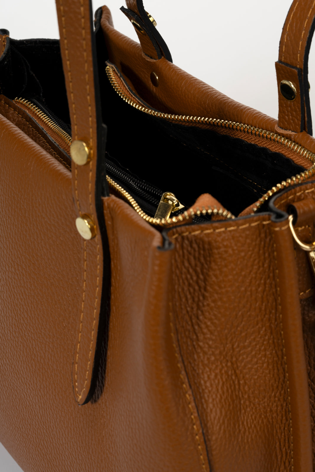 BIANCA Leather Top Handle Bag - Cuoio