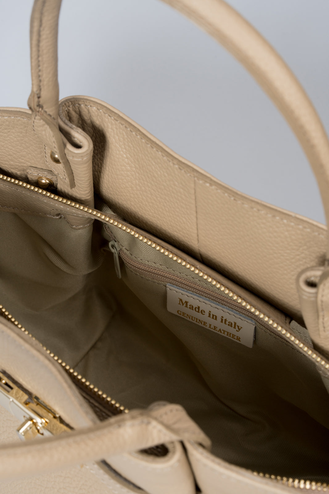RYAN Leather Top Handle Bag - Taupe