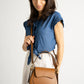 EDNA Leather Shoulder Bag - Cuoio