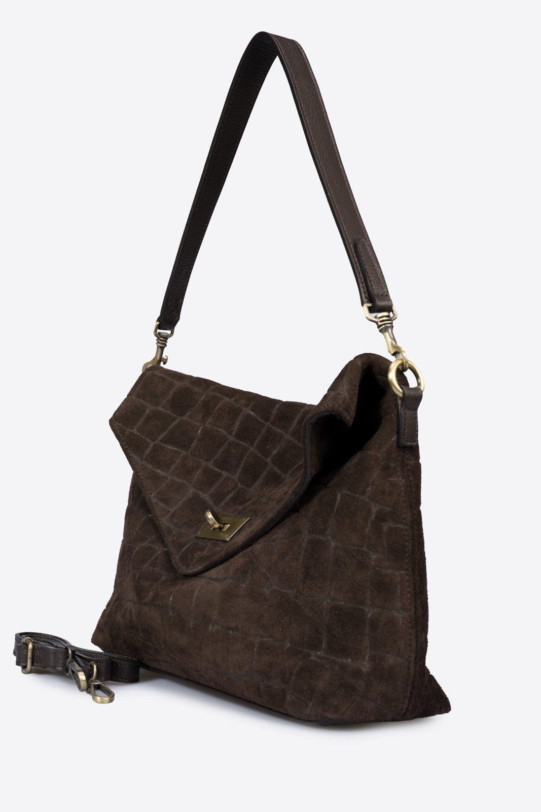 MATILDA Leather Top Handle Bag - Dark Brown