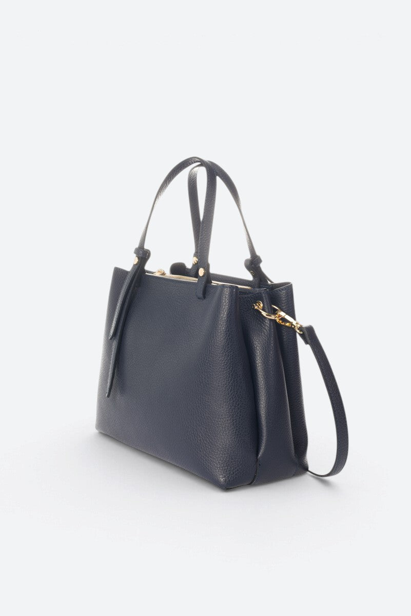 ORIETTA Leather Top Handle Bag - Blue