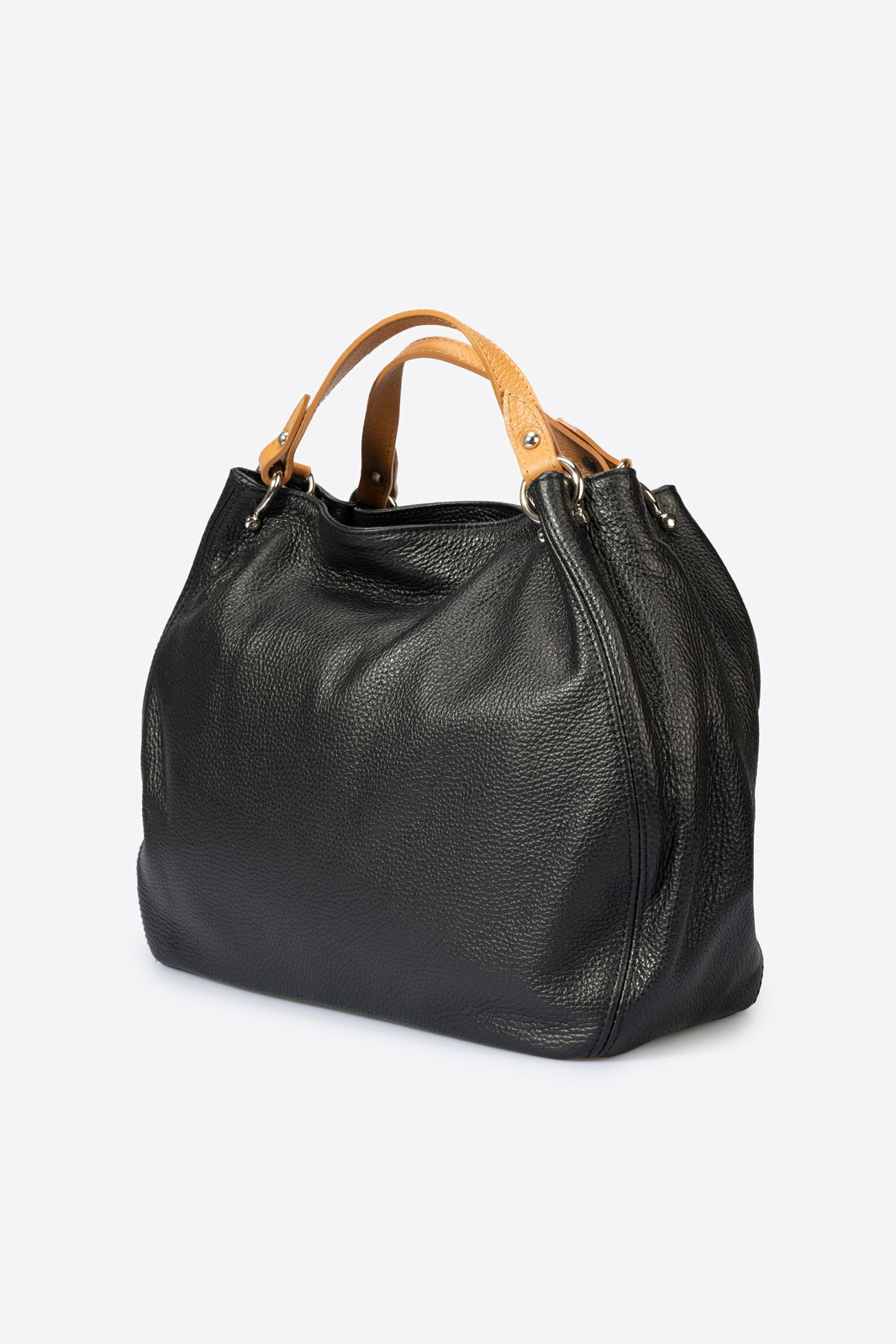 AZALEA Leather Top Handle Bag - Black