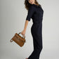LEA Leather Top Handle Bag - Cognac
