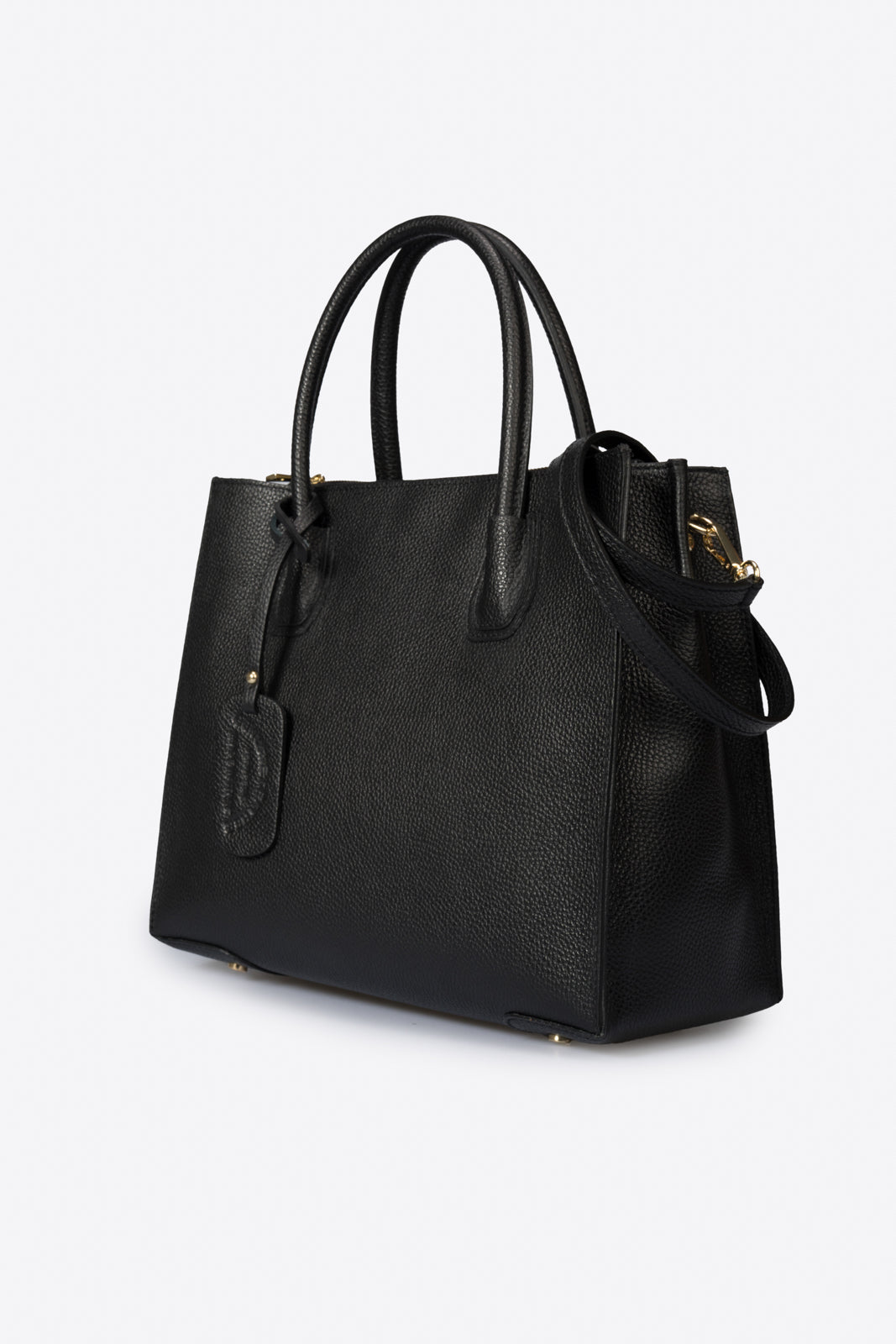 VANDA Leather Top Handle Bag - Black