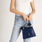 AYLA Leather Top Handle Bag - Blue