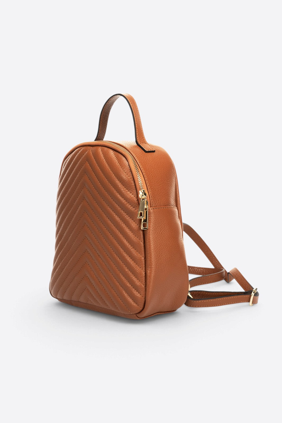 PAOLA Leather Backpack - Cognac