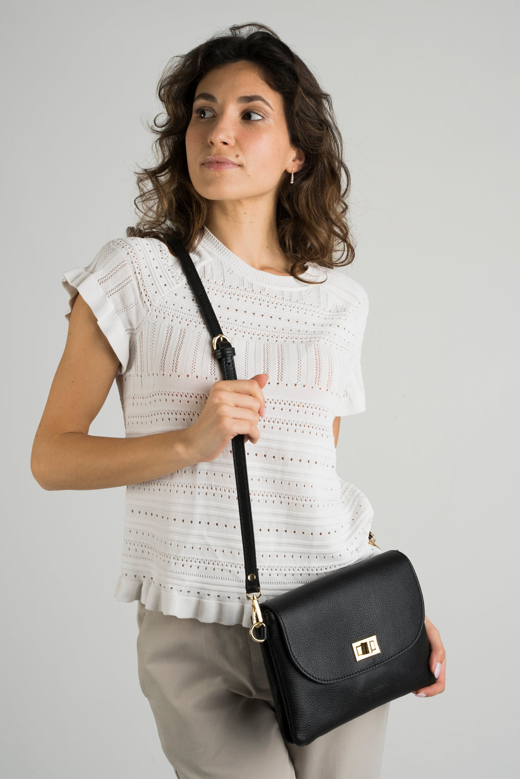 NORAH Leather Crossbody Bag - Black