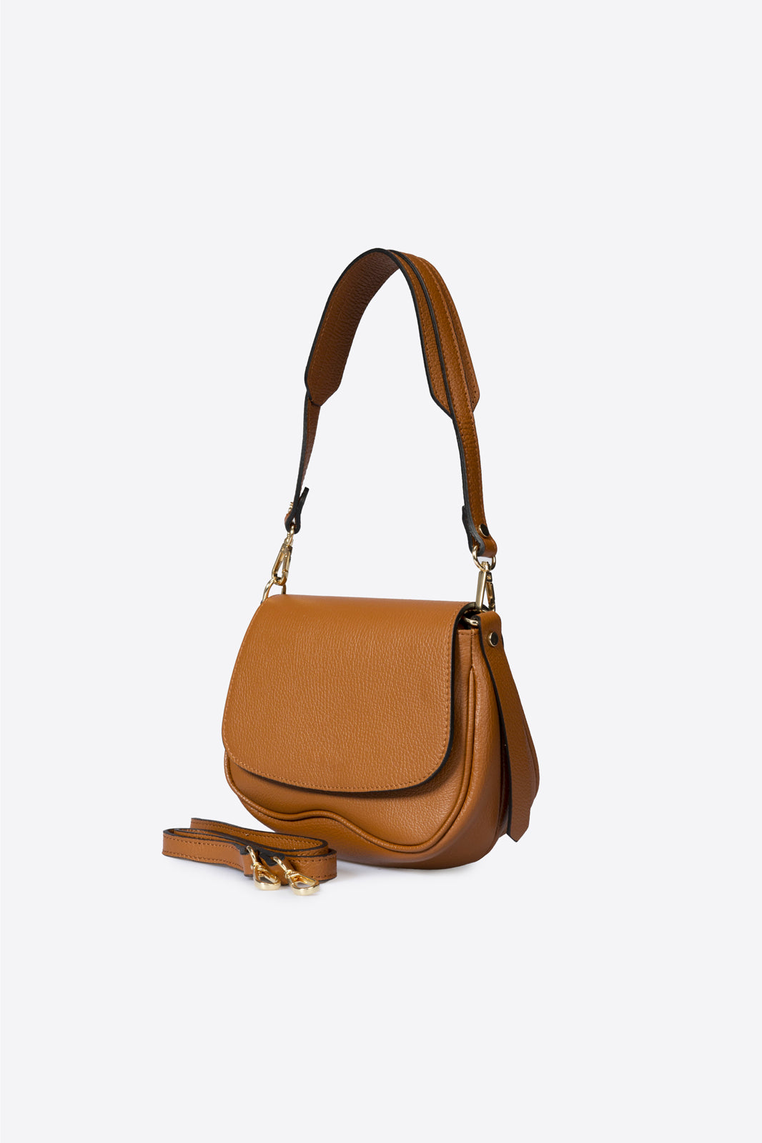 ALEXIA Leather Shoulder Bag - Cognac
