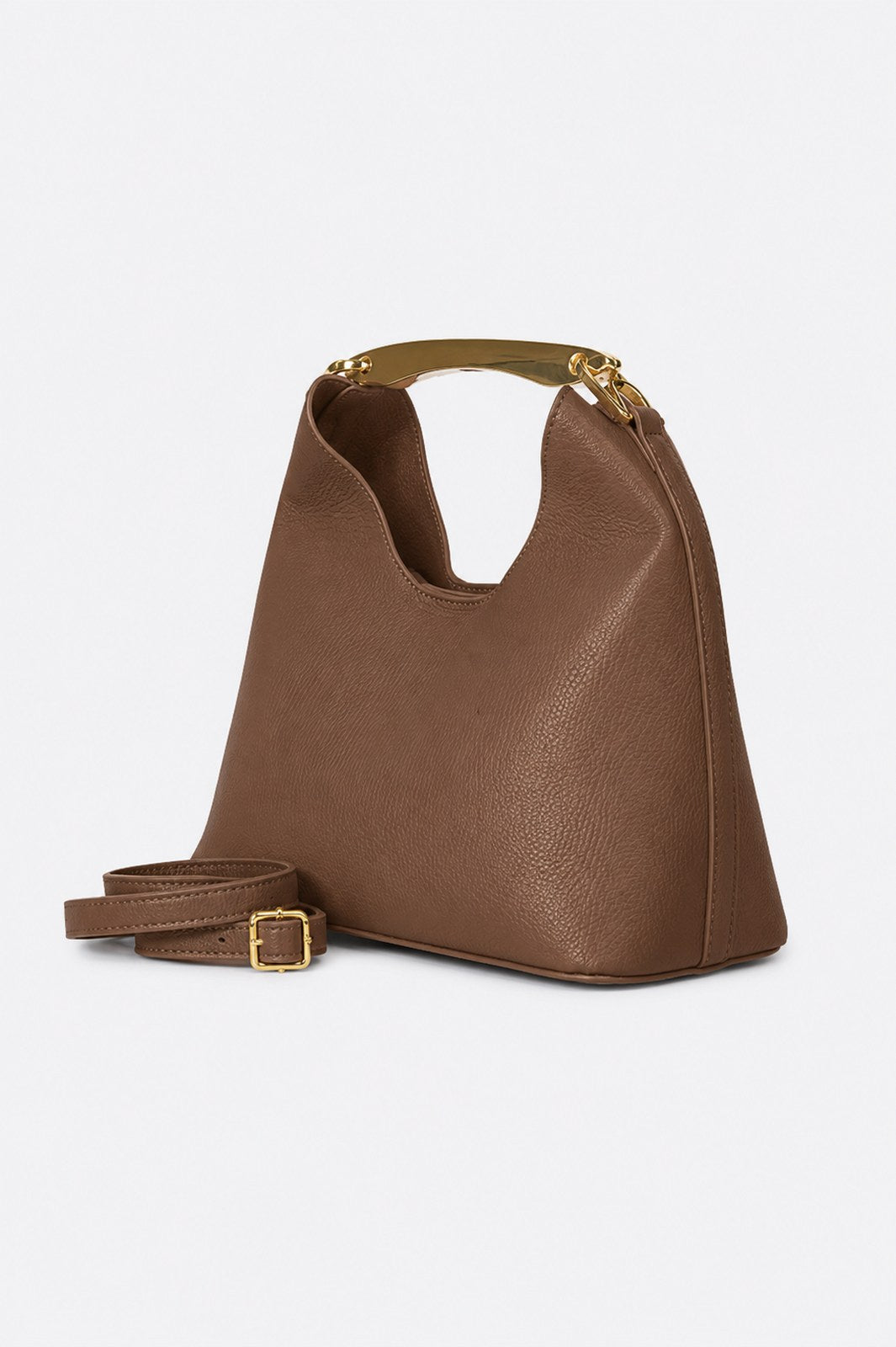 AGNES Leather Top Handle Bag - Brown