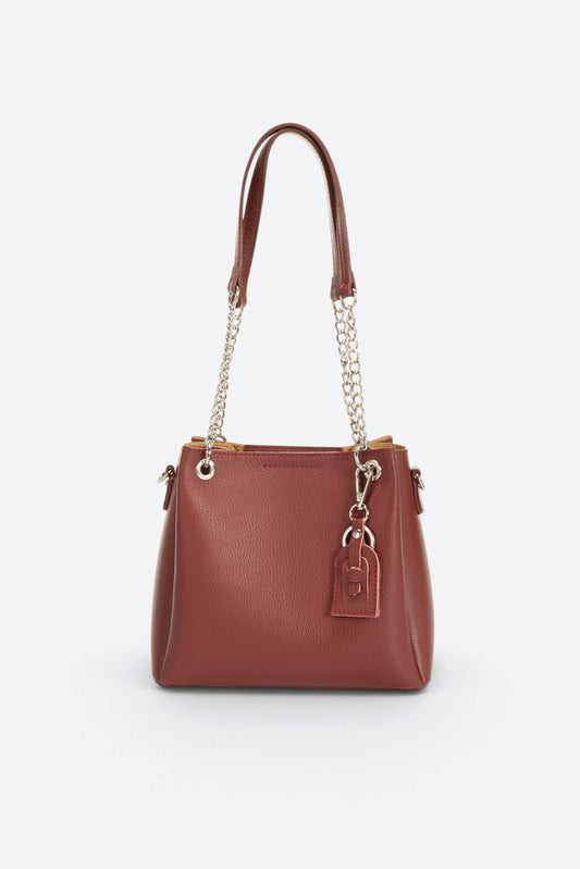 ANIKA Leather Top Handle Bag - Bordo
