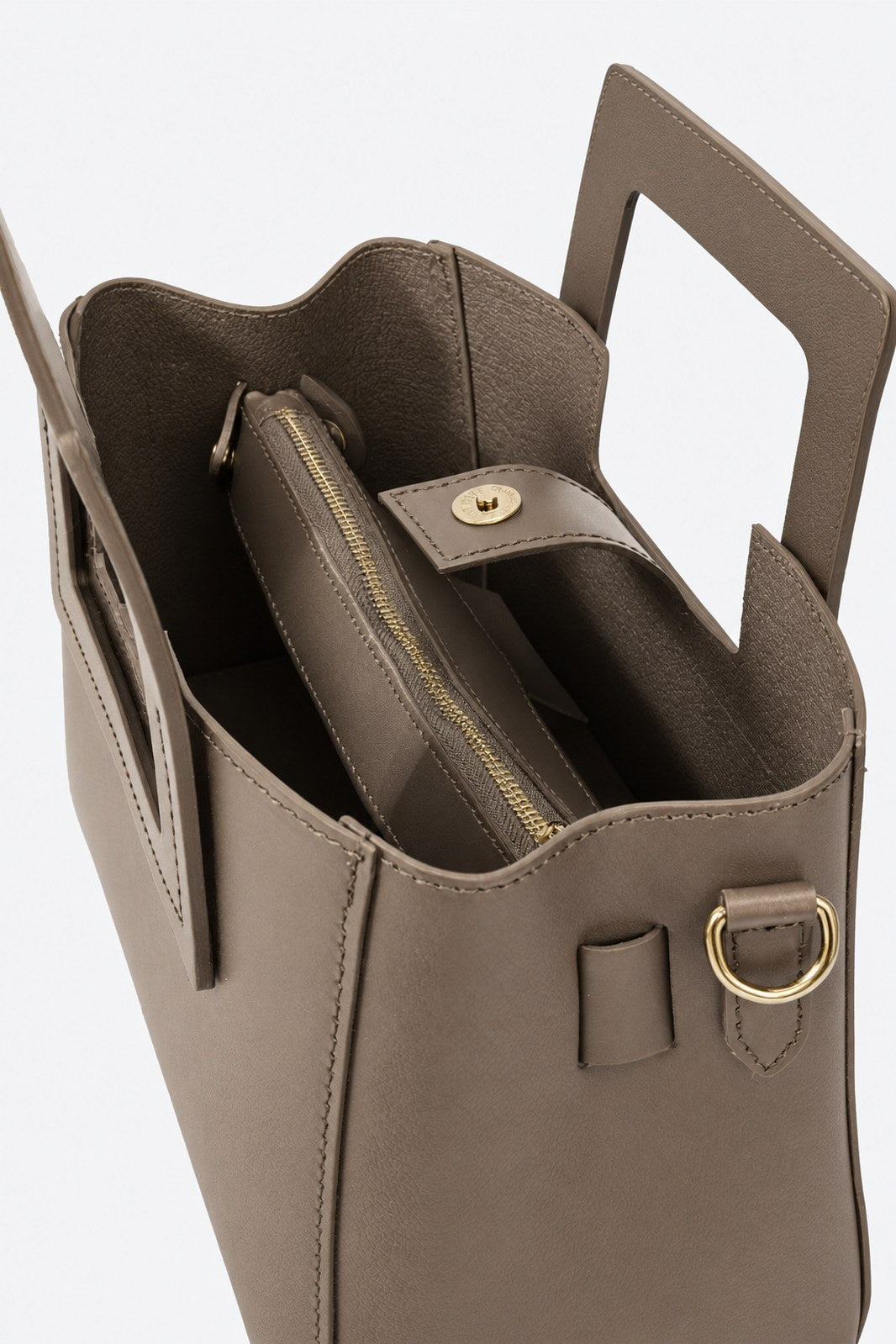 ANTHEA Leather Top Handle Bag - Fango