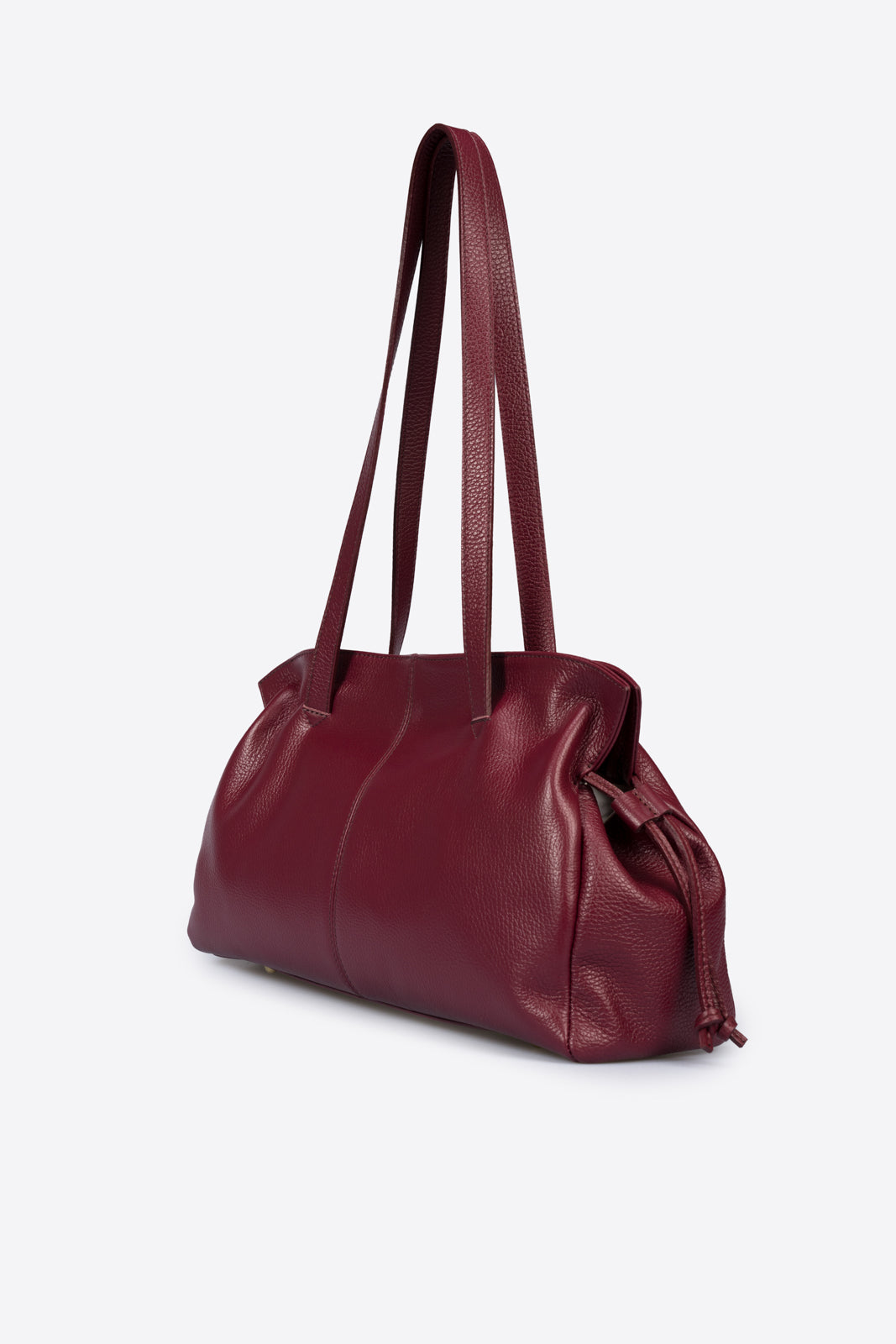 SAMANTHA Leather Top Handle Bag - Bordo