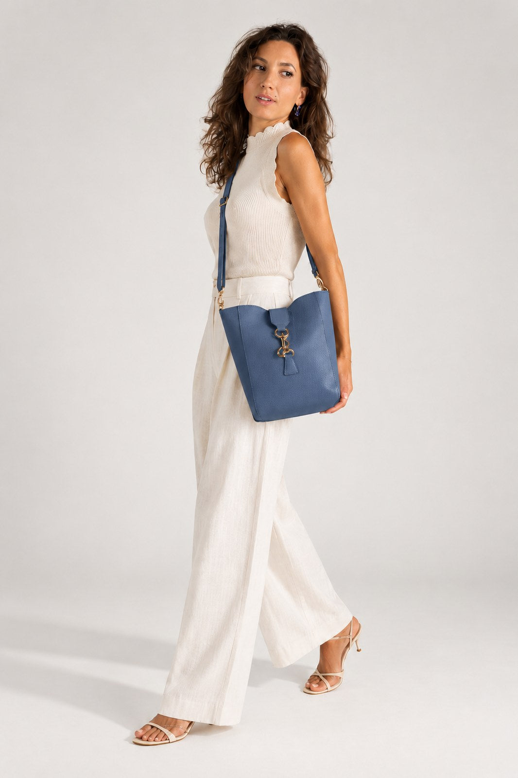 REINA Leather Crossbody Bag - Blue