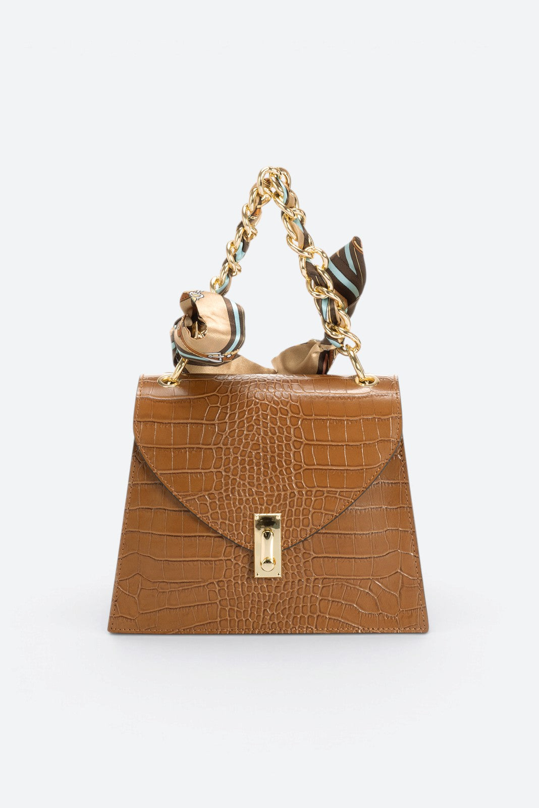 AYLA Leather Top Handle Bag - Cognac