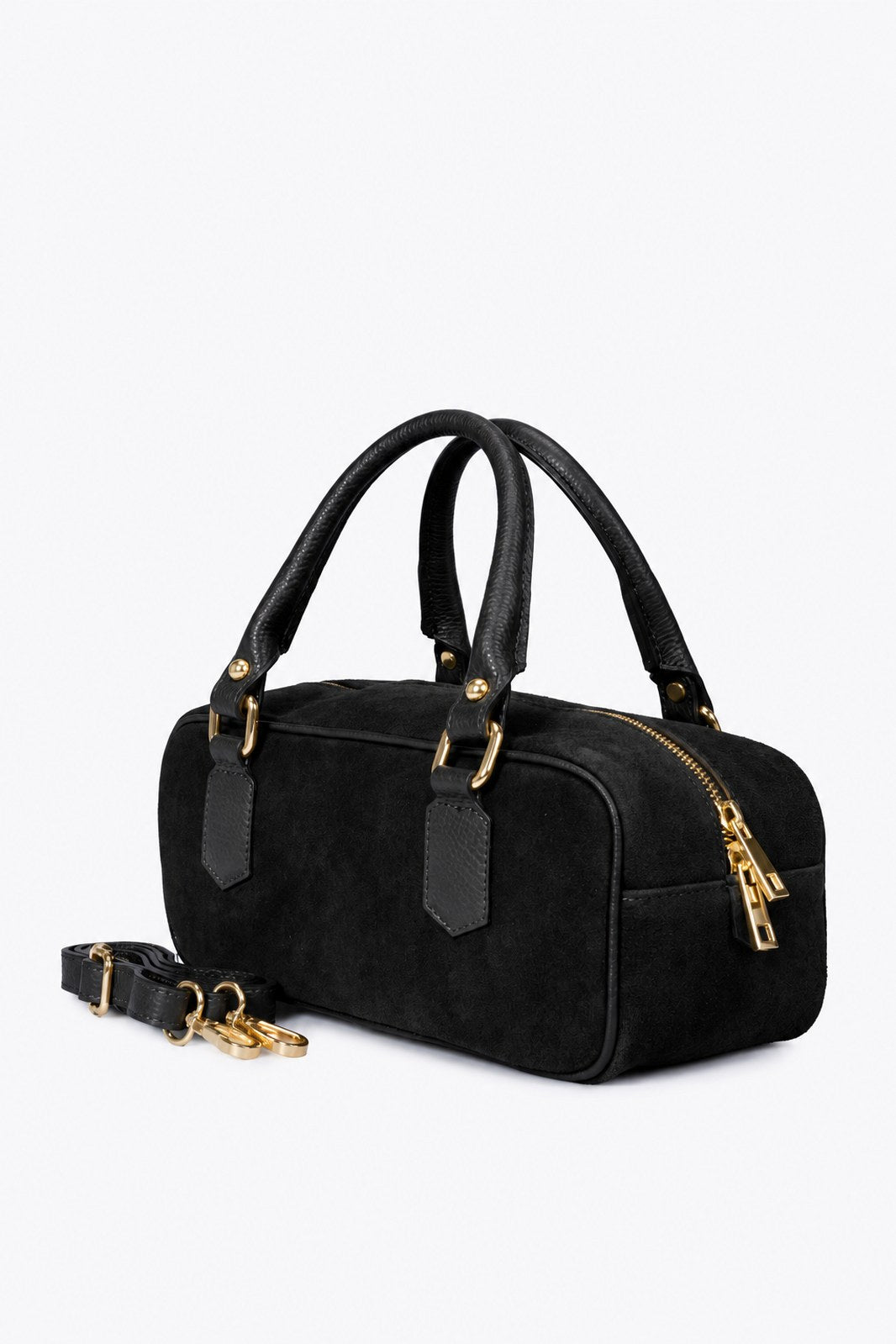 TIANNA Leather Top Handle Bag - Black