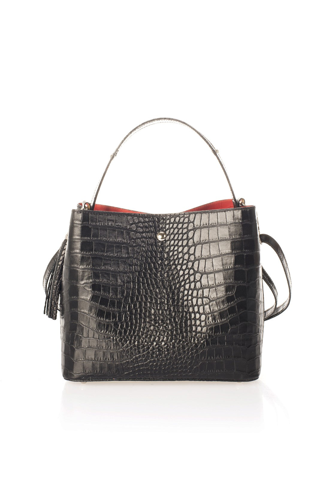 SCARLET Leather Top Handle Bag - Black