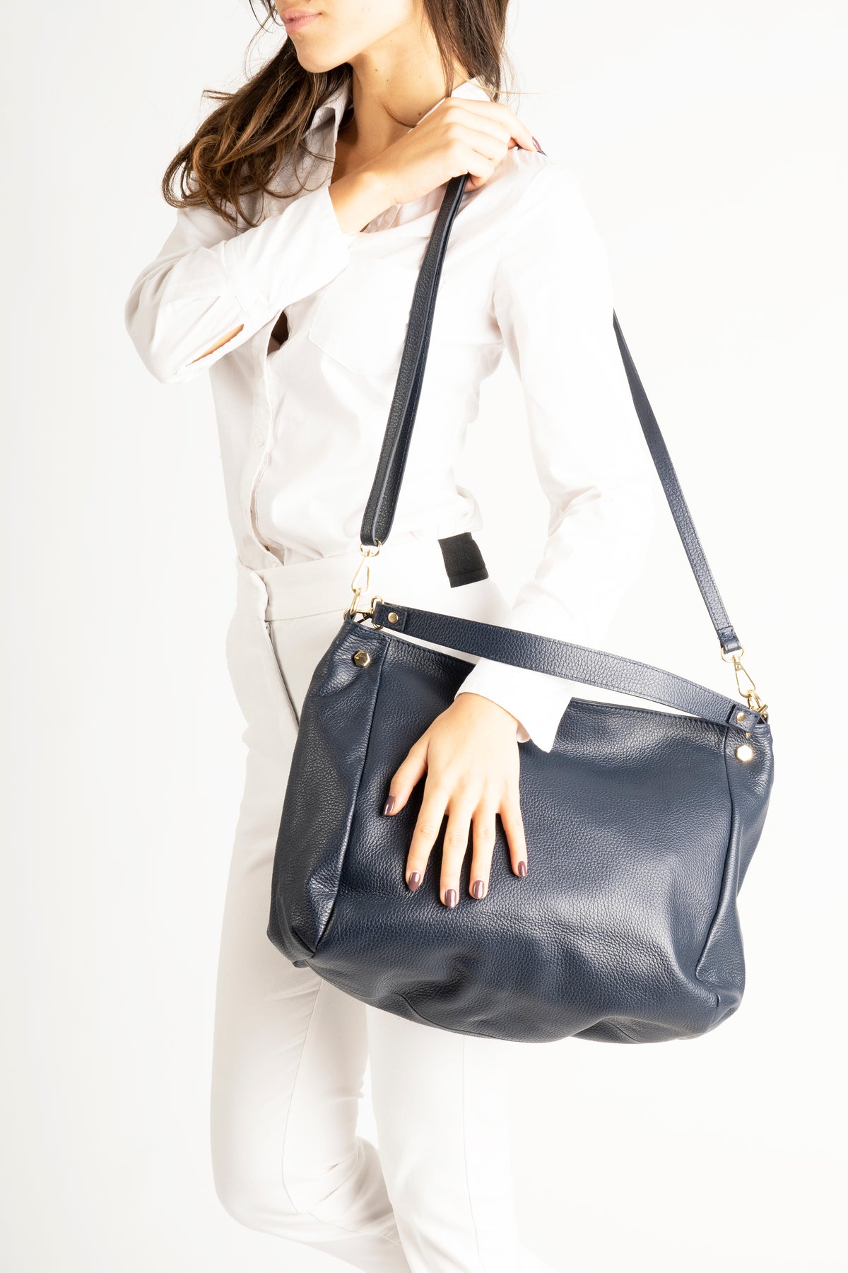 ANOUK Leather Top Handle Bag - Blue