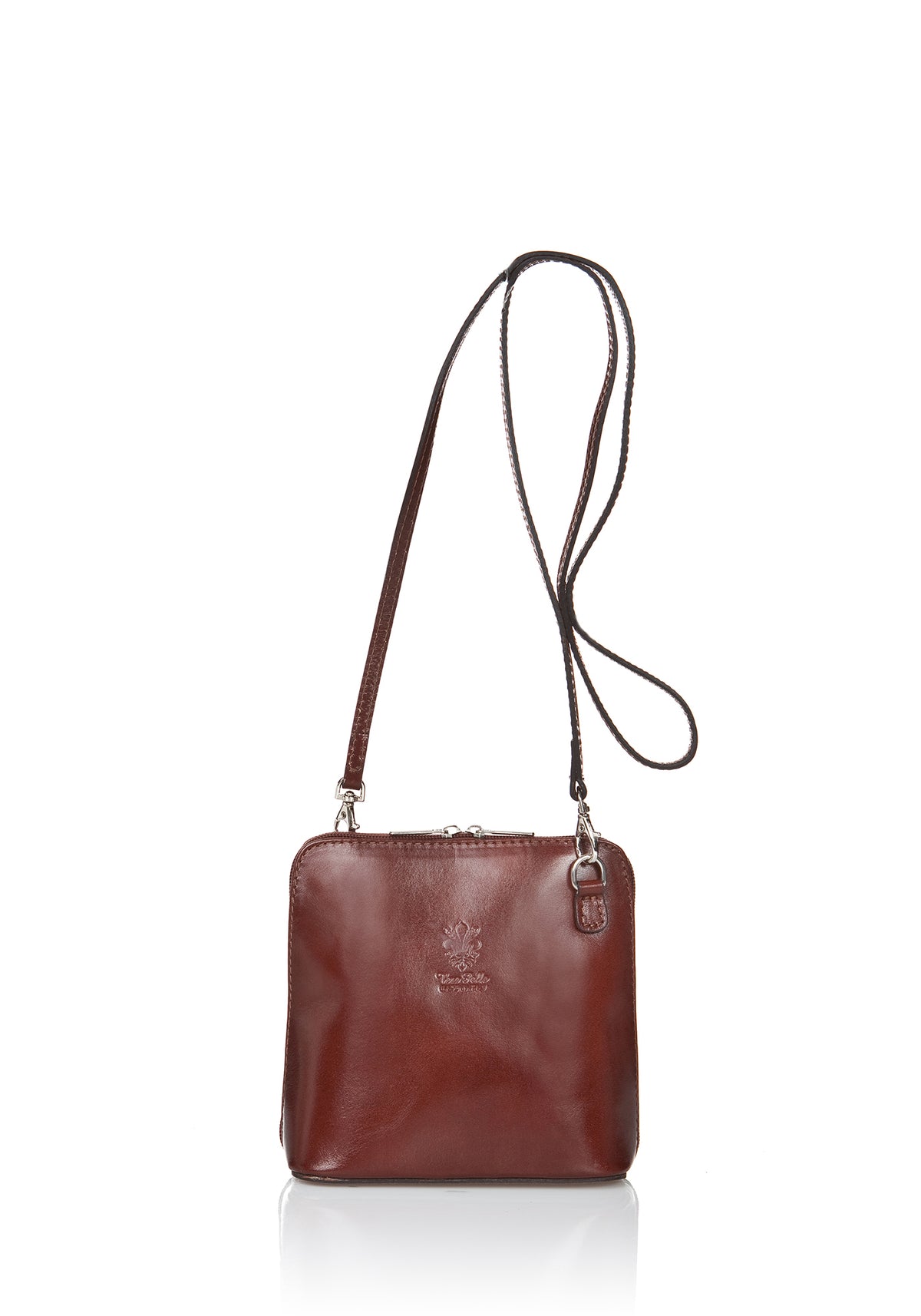 Leather Crossbody Bag 8016 - Brown