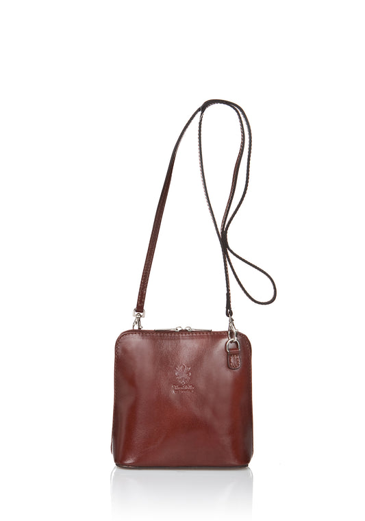 Leather Crossbody Bag 8016 - Brown