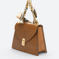 AYLA Leather Top Handle Bag - Cognac