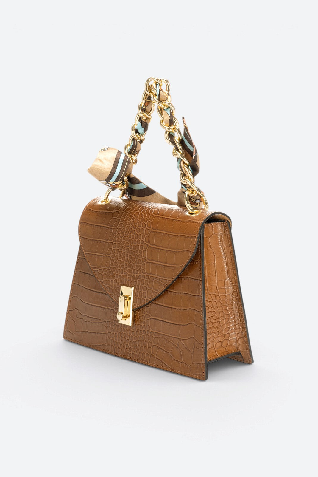AYLA Leather Top Handle Bag - Cognac