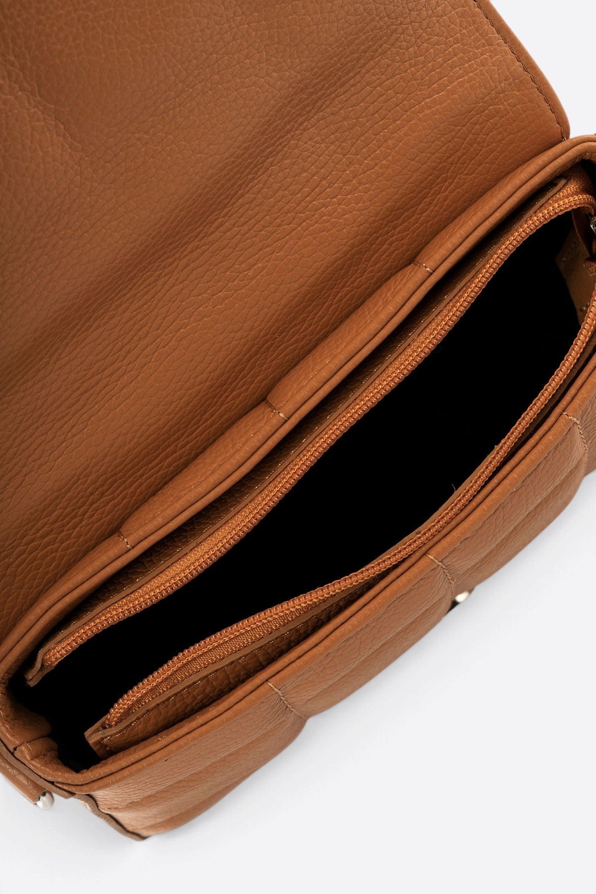 EMILIA Leather Crossbody Bag - Cognac