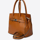 GRETA Leather Top Handle Bag - Cognac