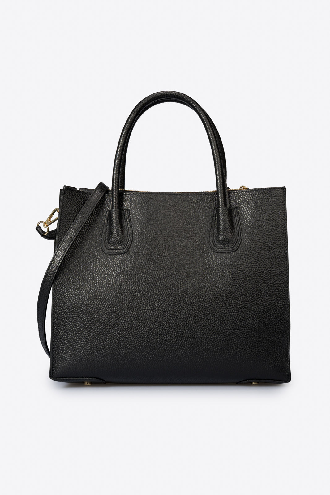 VANDA Leather Top Handle Bag - Black