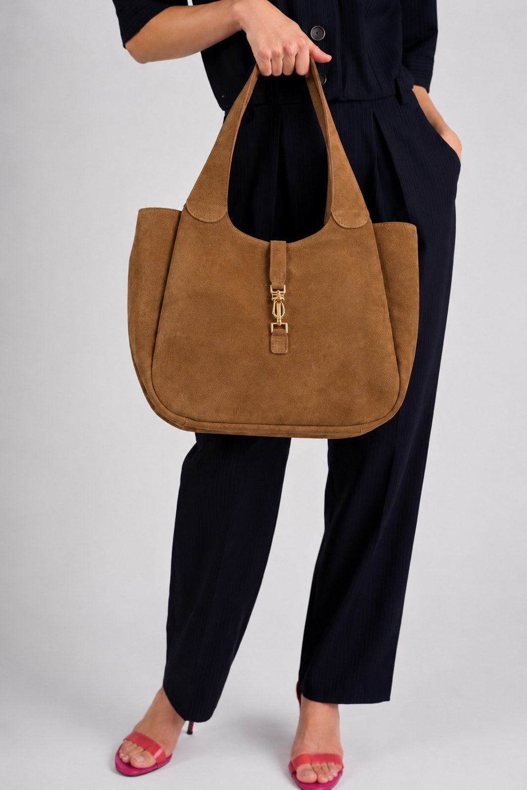 AMELIE Leather Top Handle Bag - Brown