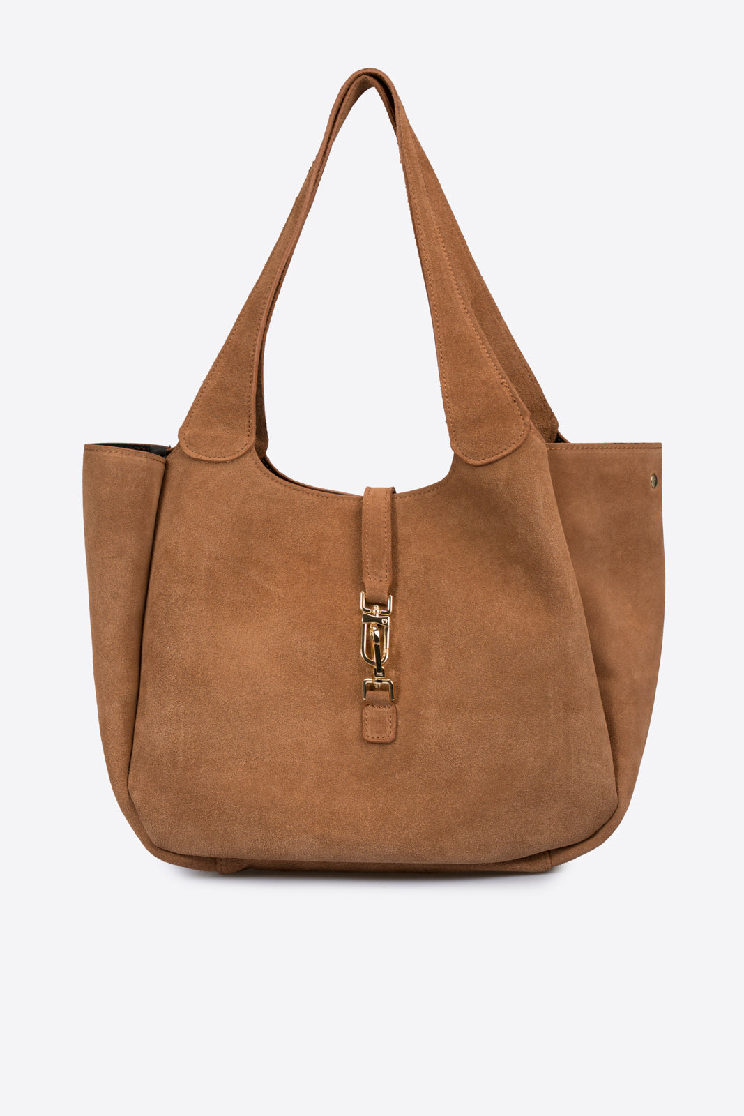 AMELIE Leather Top Handle Bag - Cognac
