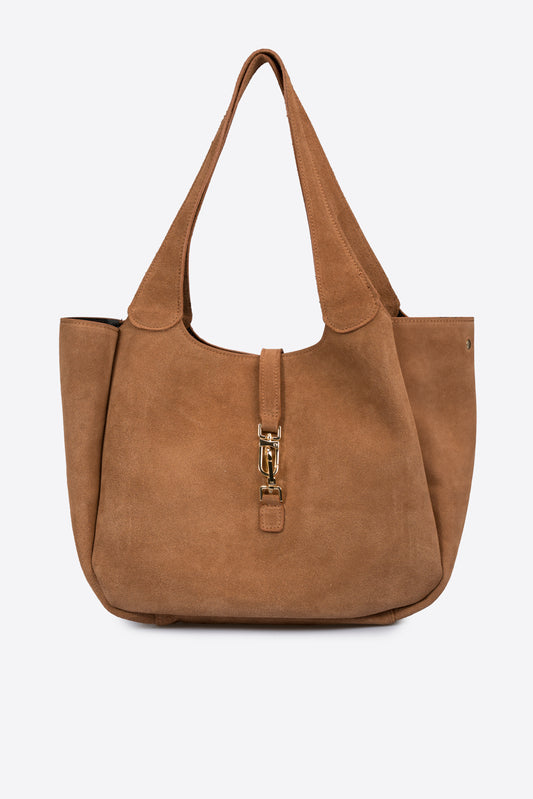 AMELIE Leather Top Handle Bag - Cognac