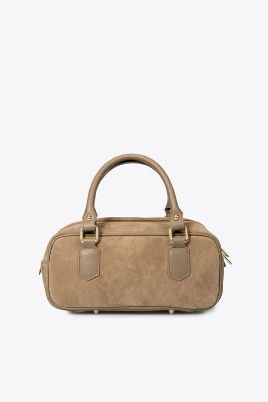 TIANNA Leather Top Handle Bag - Taupe