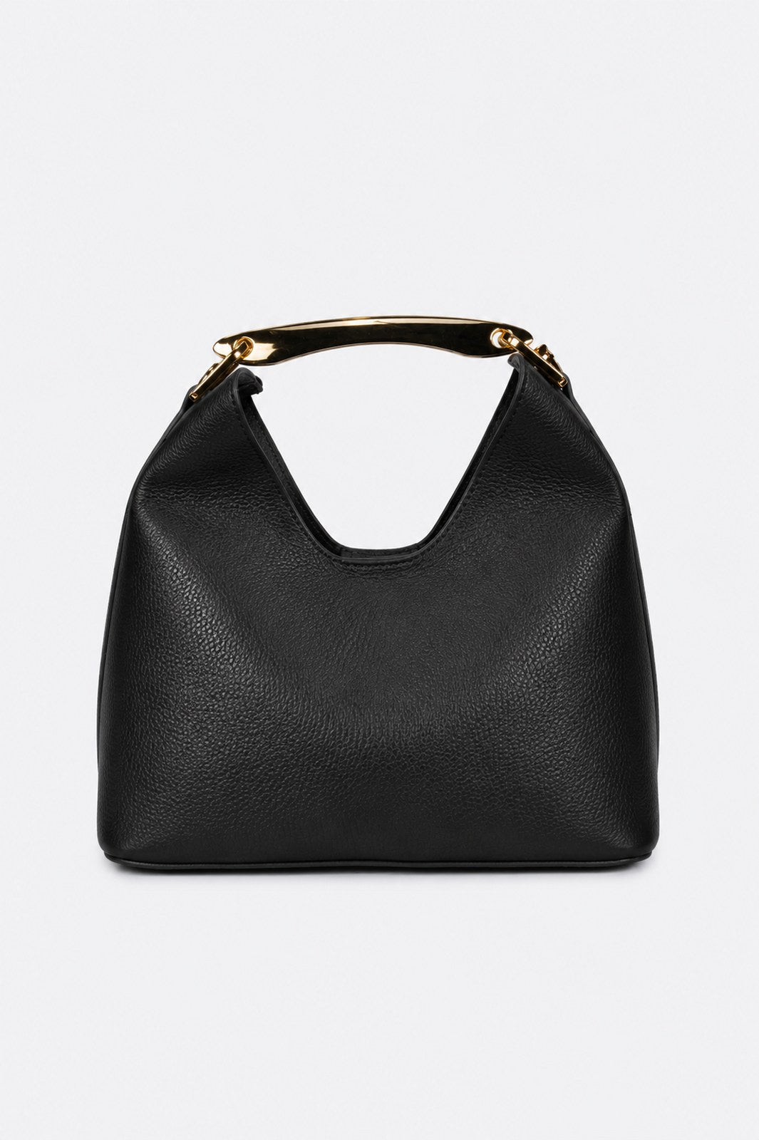 AGNES Leather Top Handle Bag - Black