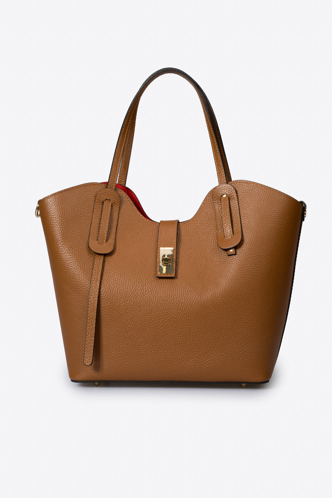 IOLANDA Leather Top Handle Bag - Cognac