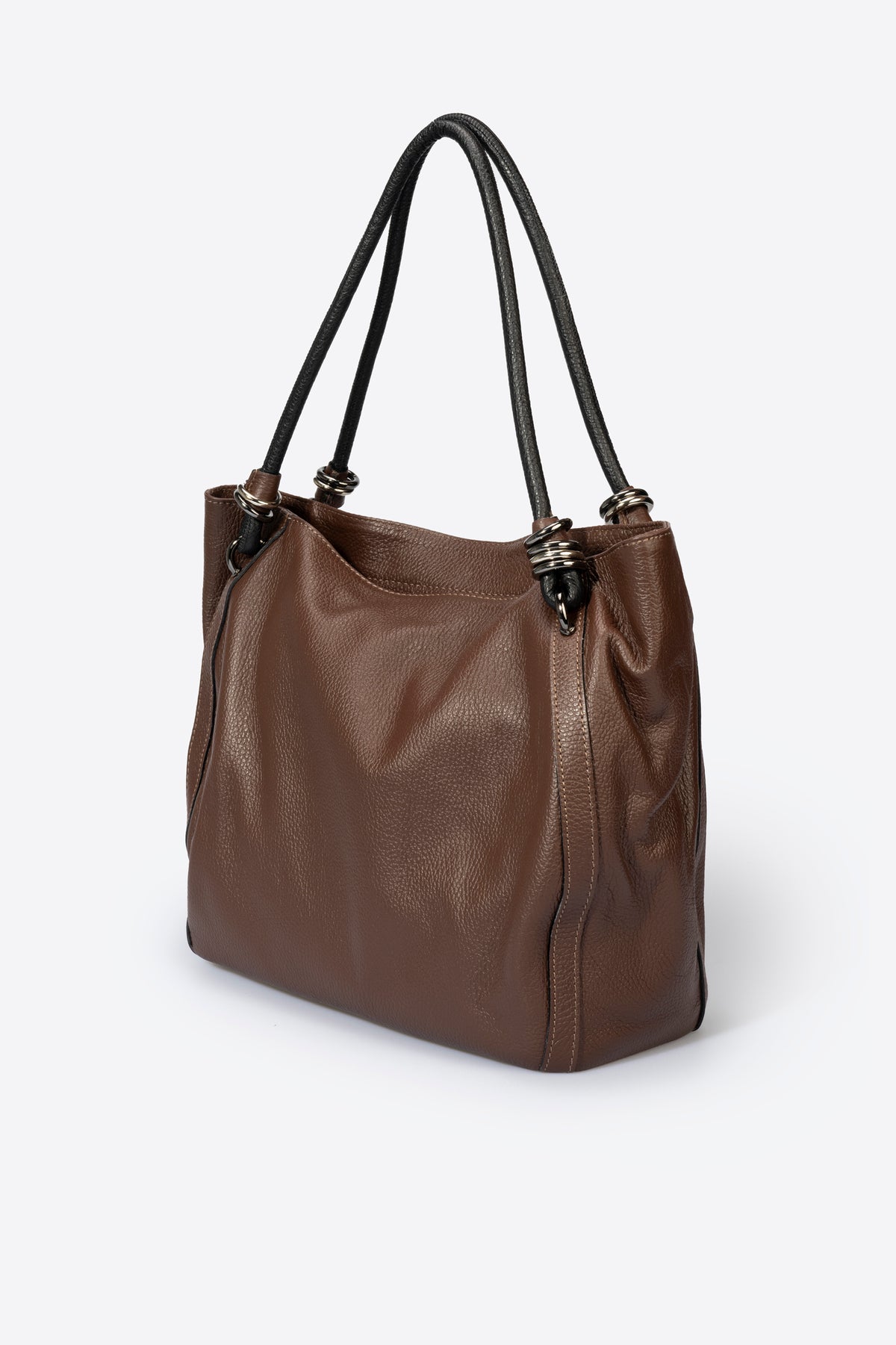 VINNIE Leather Shoulder Bag - Brown