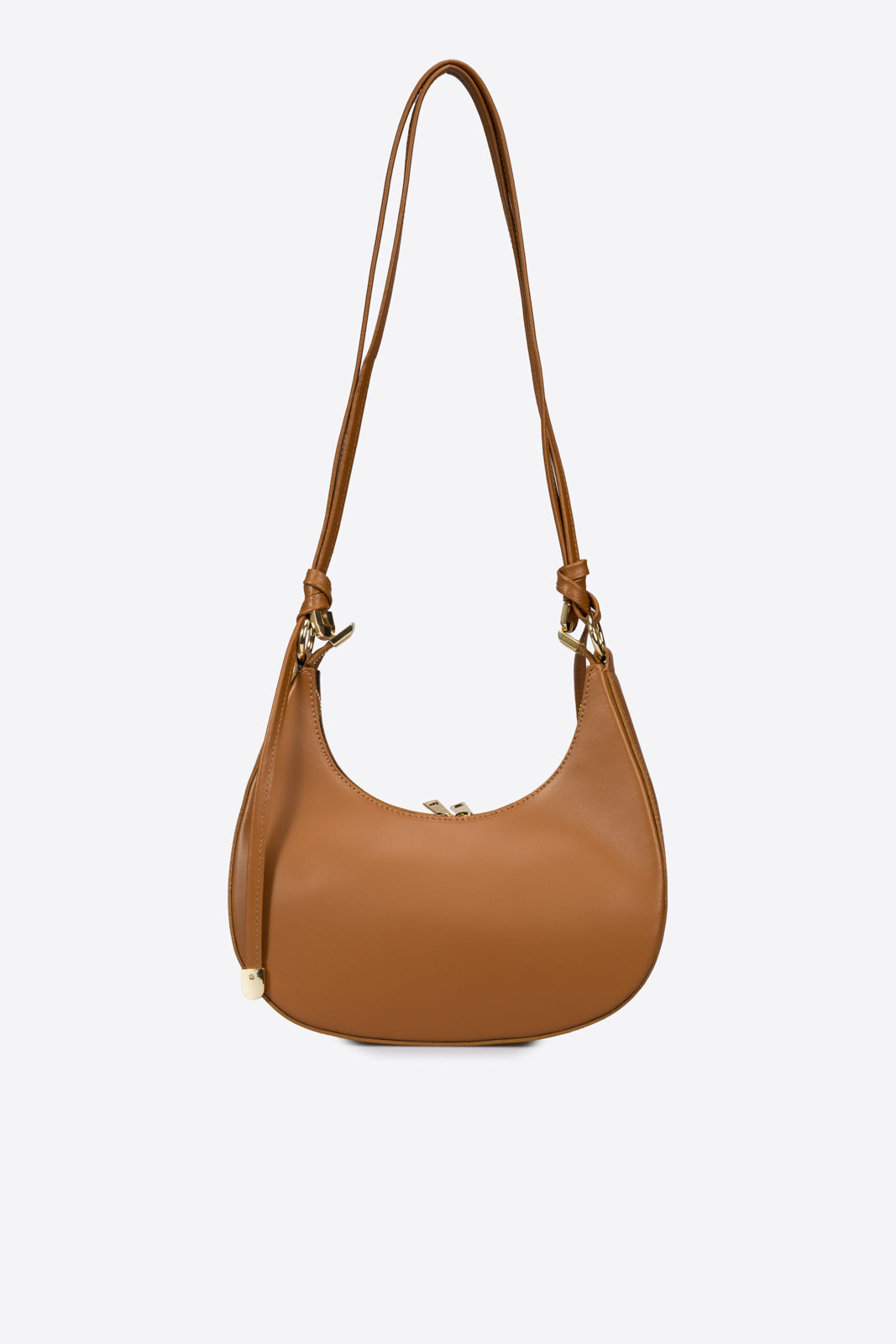 LUNA Leather Top Handle Bag - Cognac