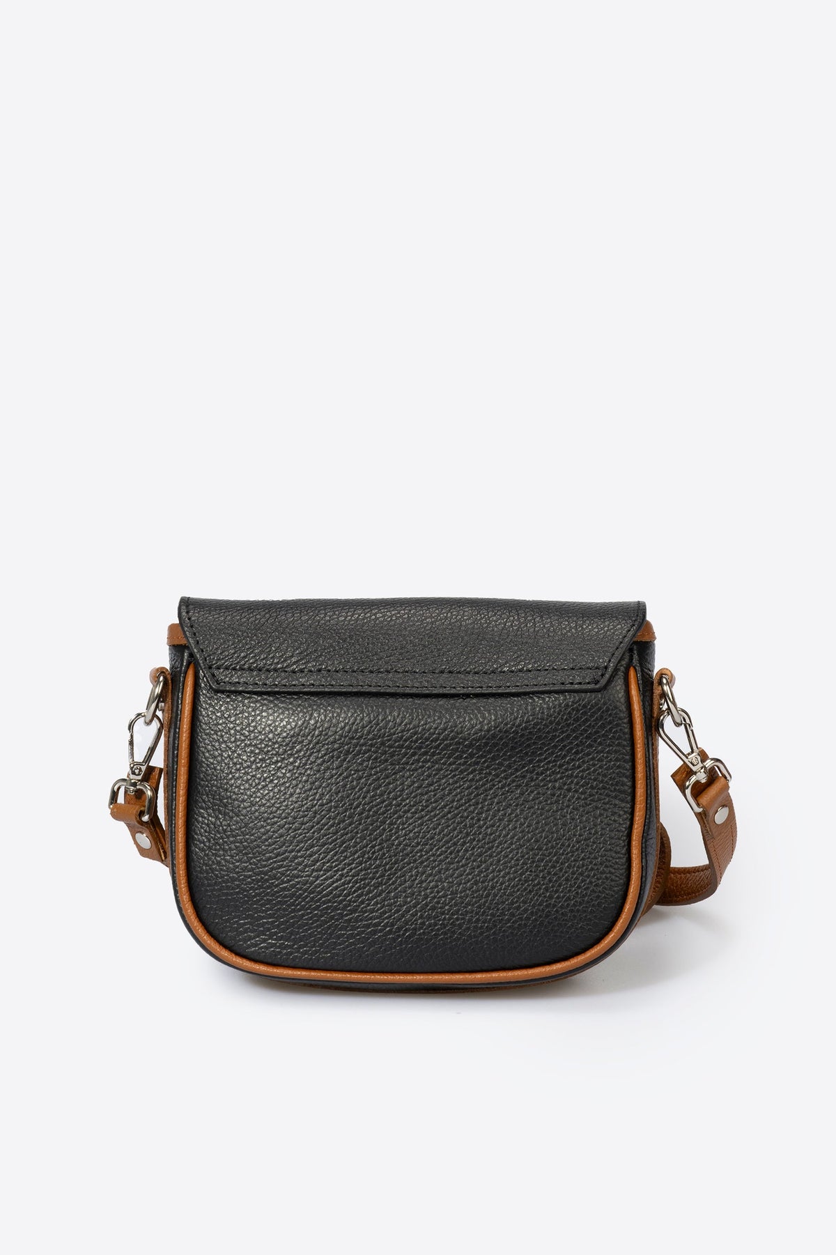BELA Leather Crossbody Bag - Black+Cognac