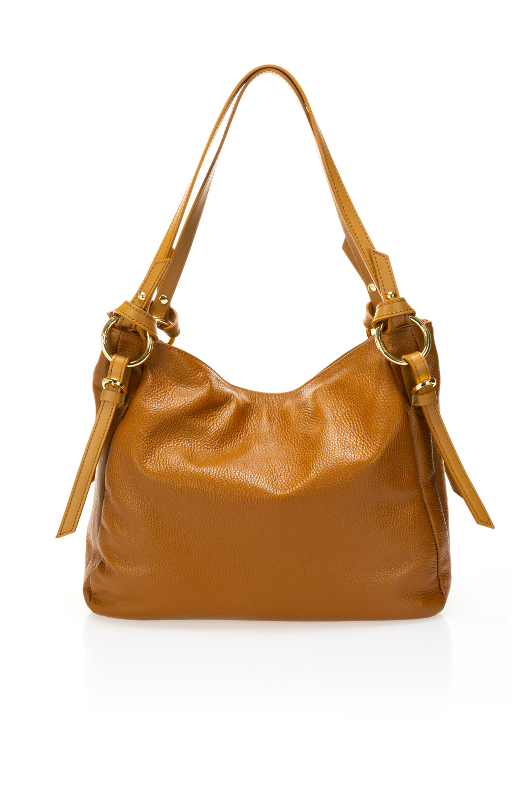 Leather Top Handle Bag 1246 - Cognac