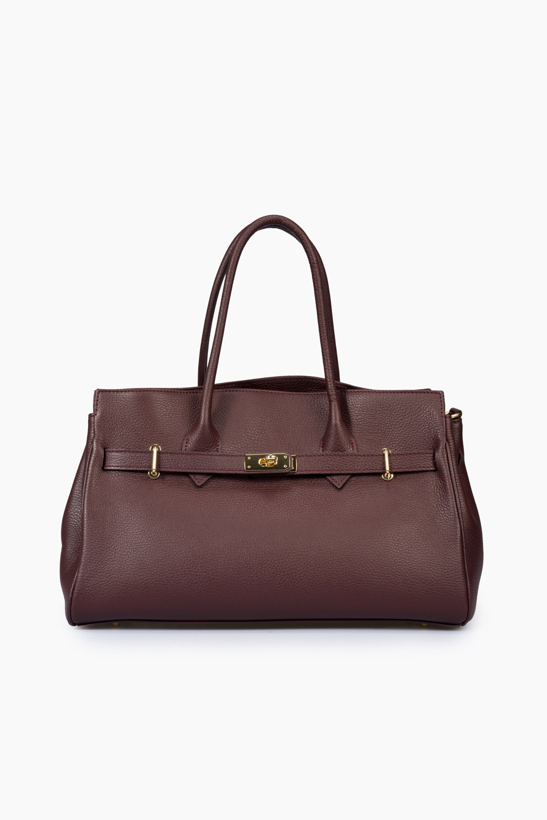 NATASHA Leather Top Handle Bag - Bordo