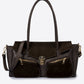 AUDREY Leather Top Handle Bag - Marrone