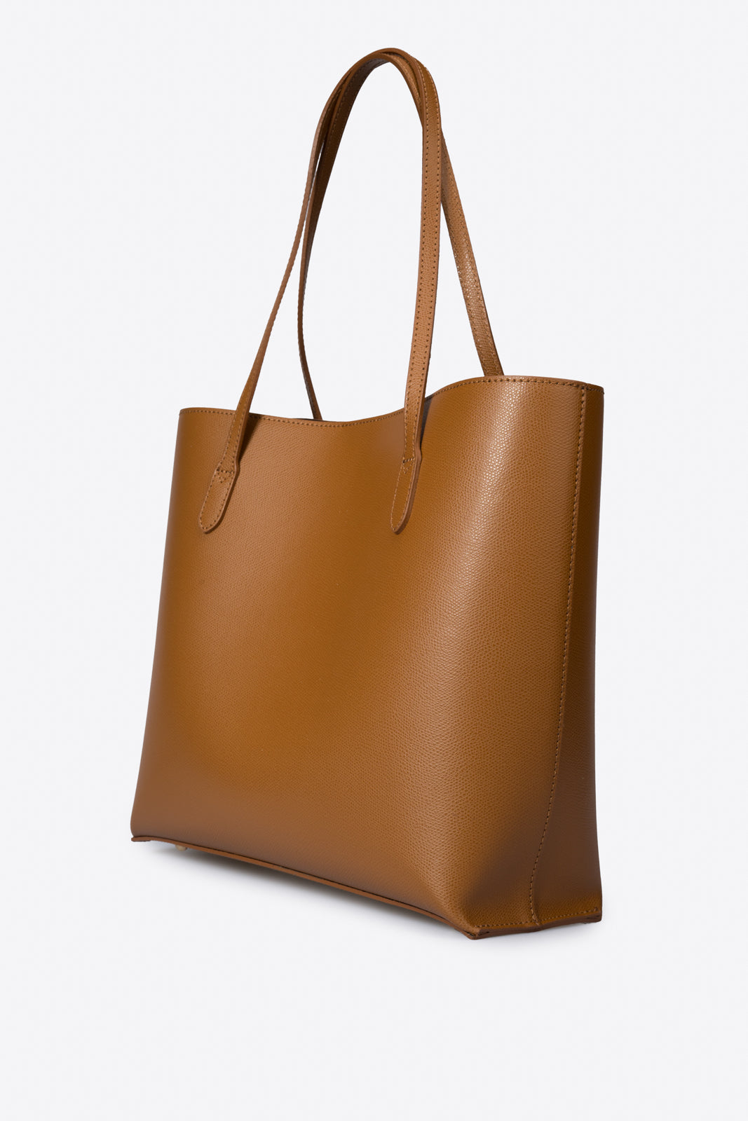 VALERIA Leather Top Handle Bag - Cognac