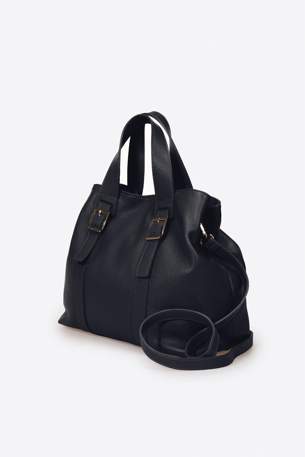 PIPER Leather Top Handle Bag - Blu Scuro