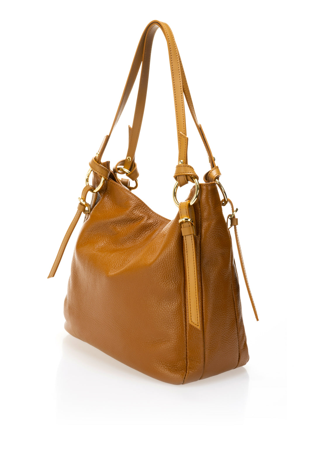 Leather Top Handle Bag 1246 - Cognac