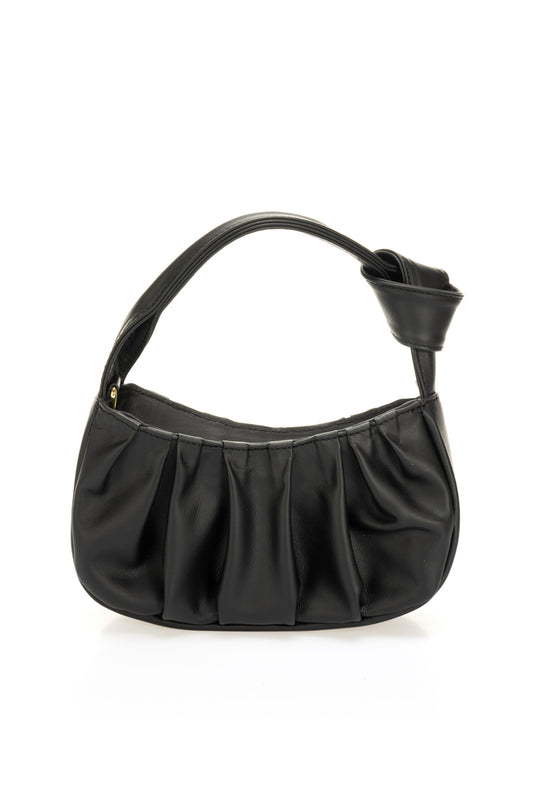 Leather Top Handle Bag KR1128 - Black